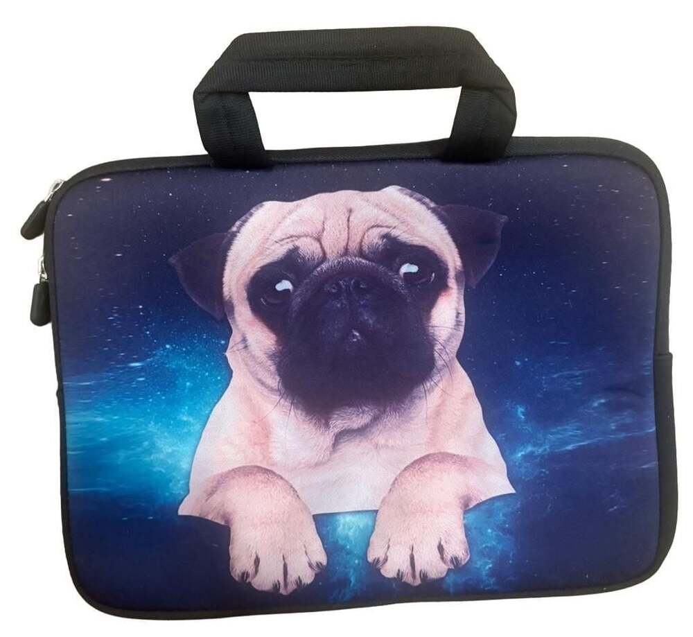 Neoprene Pug Dog Galaxy Print Laptop Sleeve Case with Handle Chromebook Tablet